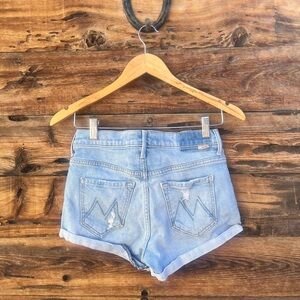 MOTHER | Superior Teaser Donut Roll On My Knees Cuffed Light Wash Shorts 24